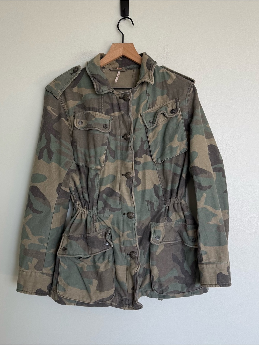 Free People Not Your Brother's Green Camo Print Surplus Jacket - Picture 6 of 12
